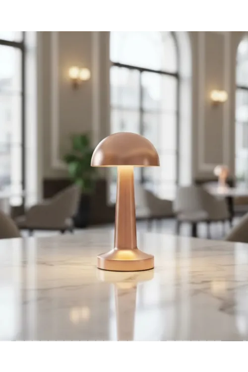 Şarjlı Led Masa Lambası 3 Kademe Dokunmatik Bronz Modern Tasarım