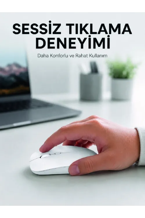 Şarjlı Wireless Mouse Bluetooth Çift Modlu Sessiz Yüksek Hassasiyetli Fare