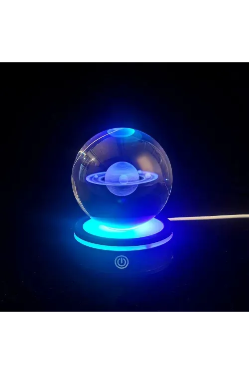 Satürn Gezegen Tasarım Dönen Usb li Cam Küre