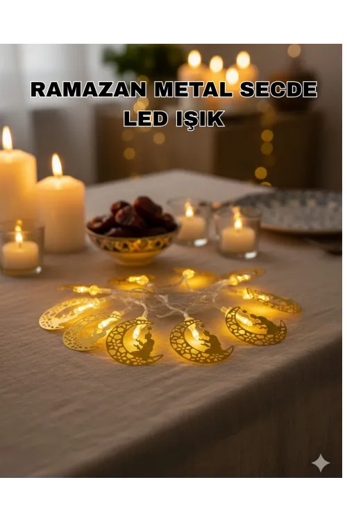 Secde Eden Adam Figürlü Ay Tasarımlı Ramazan Led Işık