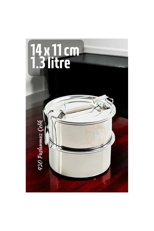 Sefer Tası Yemek Kabı Paslanmaz Çelik 2 Katlı 14 cm 1.3 LİTRE 721365