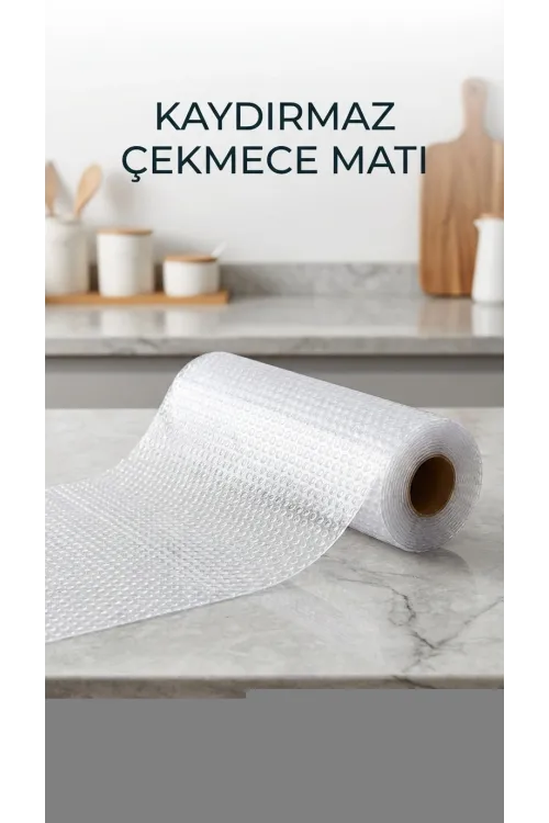 Şeffaf Kaydırmaz Dolap İçi Raf Örtüsü 45x300 Cm Koruyucu Pvc