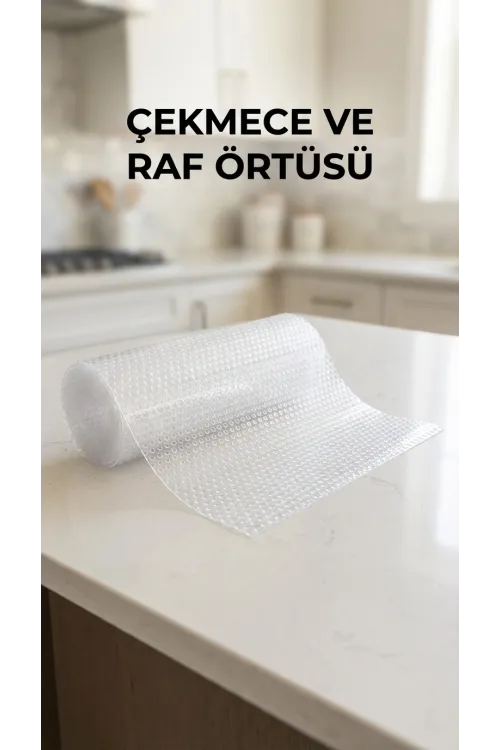 Şeffaf Kaydırmaz Pvc Raflık Dolap İçi Çekmece Koruyucu 45x300 Cm