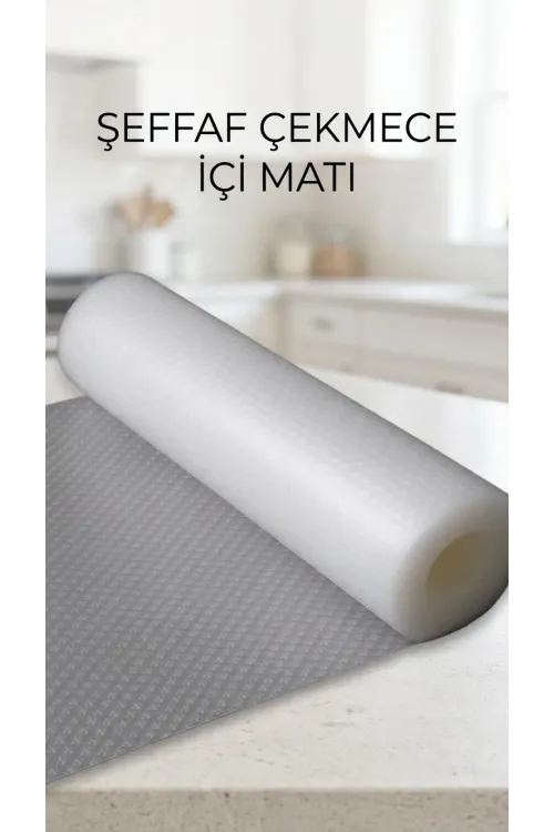 Şeffaf Kaydırmaz Raflık Koruyucu Pvc Dolap İçi Çekmece Örtüsü 45x300cm