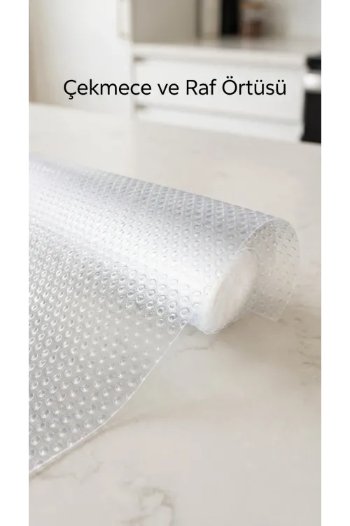 Şeffaf Pvc Kaydırmaz Raflık Dolap İçi Çekmece Örtüsü 45x300 Cm