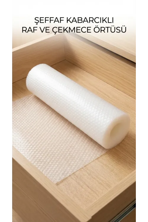 Şeffaf Pvc Raf Ve Dolap İçi Kaydırmaz Koruyucu Örtü 45x300 Cm