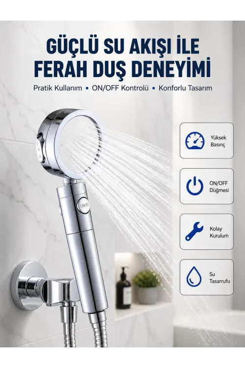 Şelale Sisi Ve Masaj Özellikli Banyo Duş Başlığı