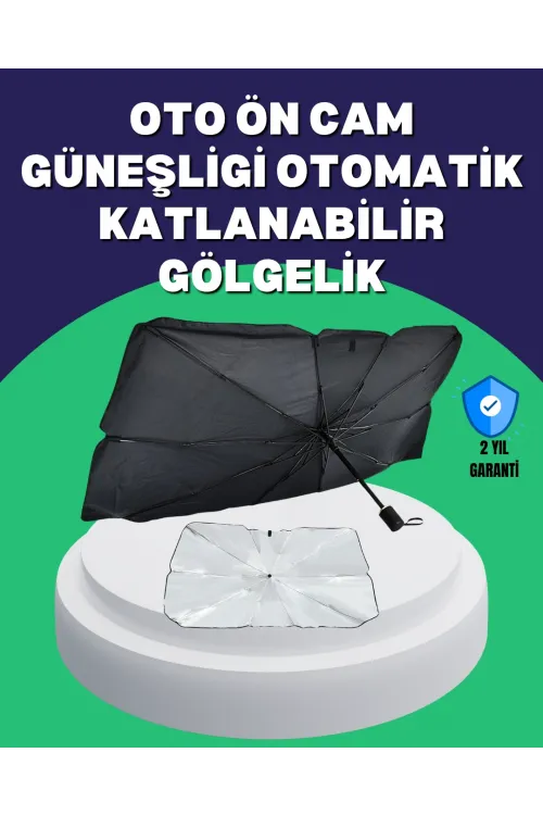 Şemsiye Tasarımlı Katlanabilir Araç Güneşliği – Geniş Uyumlu, Uv Koruma