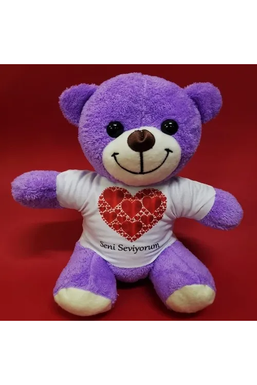 Seni Seviyorum Baskılı Tişörtlü Peluş Ayıcık