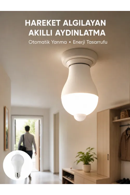 Sensörlü Led Lamba Otomatik Algılama Enerji Tasarruflu Aydınlatma