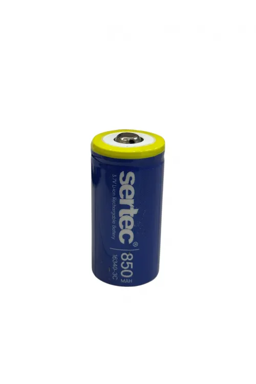 Sertec 3.7v Li-ion 16340 - 850 Mah 3c Başlı Şarjlı Pil
