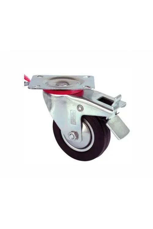 Servis Tekeri - Tablalı Frenli Siyah Döner - Çap 100 Mm
