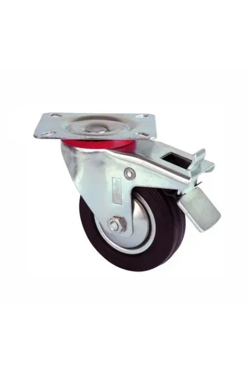 Servis Tekeri - Tablalı Frenli Siyah Döner - Çap 80 Mm
