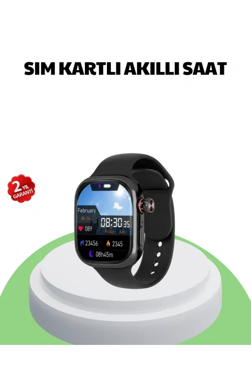 Sesli Arama Özellikli Sım Kartlı Siyah Akıllı Saat
