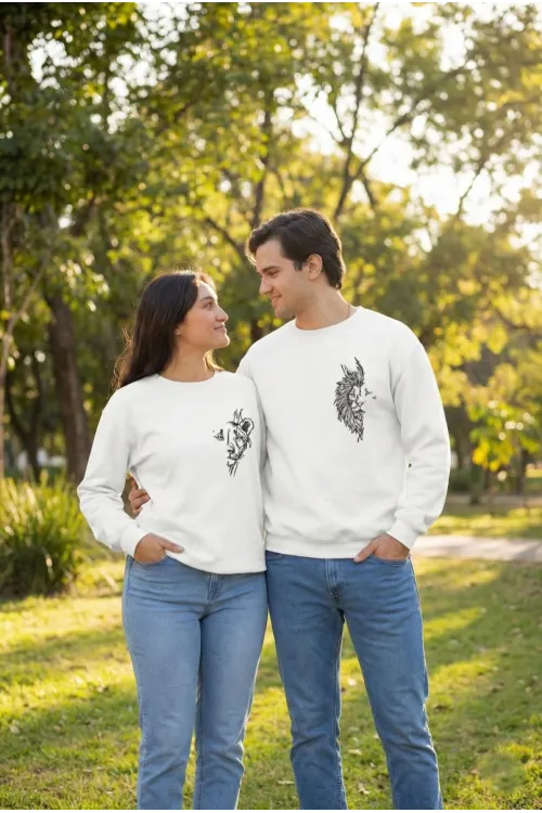 Sevgililer Günü Baskılı Oversize Bisiklet Yaka Sweatshirt - Beyaz