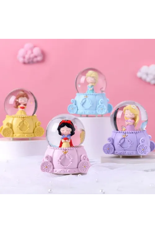 Sevimli Prenses Tasarımlı Işıklı Mini Kar Küresi