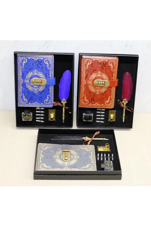Şifreli Deri Defter Ve Divit Hokka Seti
