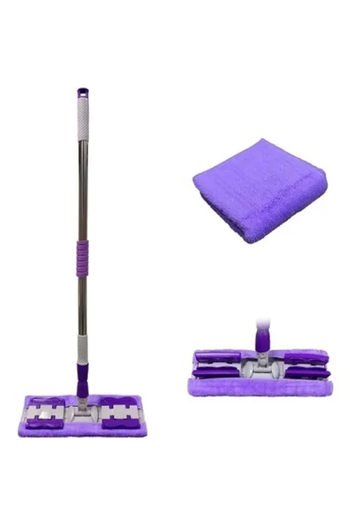 Sihirli Spin Mop Teleskopik Çok Amaçlı Mop +1 Bez Hediyeli - Mor