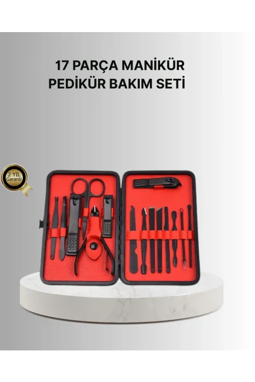 Şık Kutu Tasarımlı 17 Parça Manikür Pedikür Seti Dayanıklı Ve Hijyenik