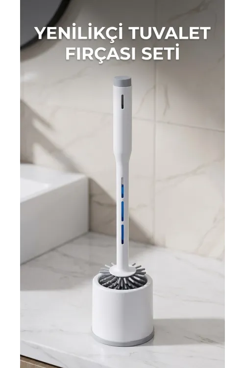 Silikon Deterjan Hazneli Esnek Tuvalet Fırçası - Banyo Temizliği İçin