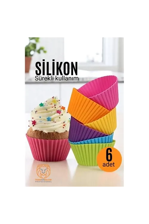 Silikon Muffin Kalıbı - Sürekli Kullanım Muffin Kek Kalıbı 6 ADET 721702
