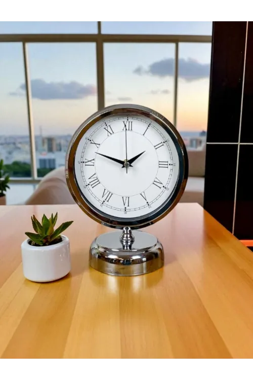 Sılver Classic Aura 25 x 20 Cm Metal Krom Masa Saati