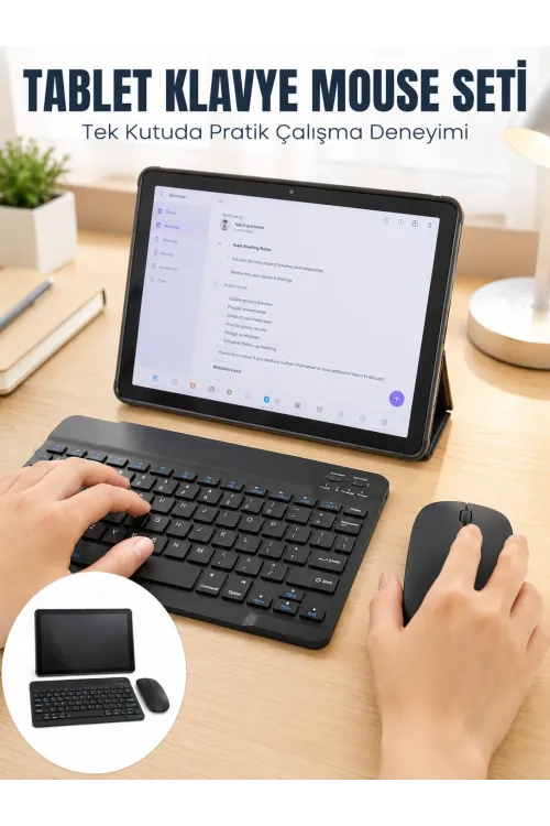 Sım Kartlı Android Tablet Bluetooth Klavye Kablosuz Mouse Geniş Ekran Ve Taşınabilir Kullanım Seti