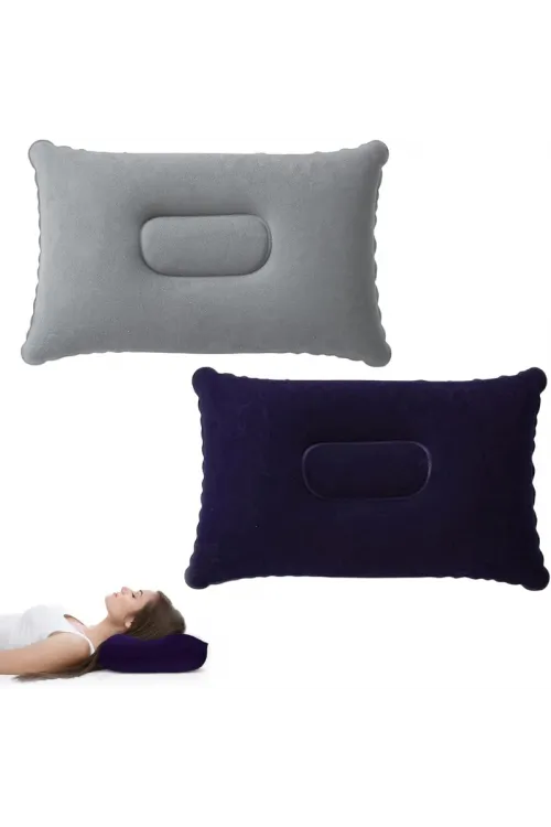 Şişme Kamp ve Yolculuk Yastığı - Ergonomik - Kadife Yüzey