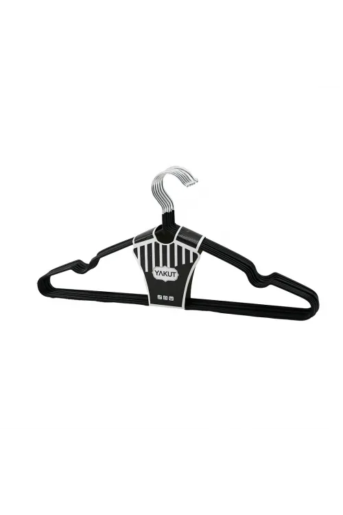 Siyah 10pcs Silikon Kaplamalı Metal Elbise Askısı