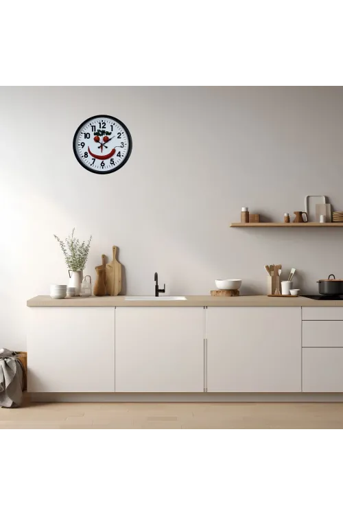 Siyah 36 Cm Sebze Figürlü Eğlenceli Mutfak Duvar Saati