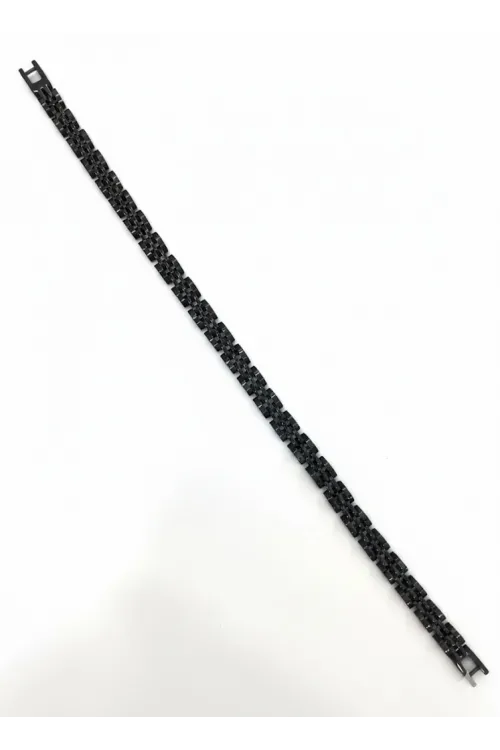 Siyah Çelik  Erkek Çelik Bileklik Boy 21.5 Cm / En 0.6 Mm  - Ebl0077