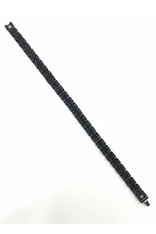 Siyah Çelik  Erkek Çelik Bileklik Boy 21.5 Cm / En 0.8 Mm  - Ebl0069