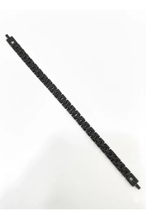 Siyah Çelik  Erkek Çelik Bileklik Boy 21.5 Cm / En 0.8 Mm  - Ebl0076