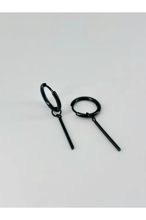 Siyah  Çelik Erkek Küpe Çap (12 Mm) Kalınlık (2 Mm) - Ekp0029