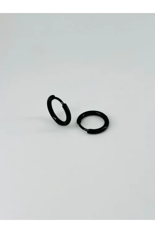 Siyah  Çelik Erkek Küpe Çap (8 Mm) Kalınlık (2 Mm) - Ekp0035