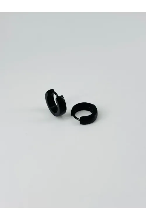 Siyah Çelik Erkek Küpe Çap (8 Mm) Kalınlık (4 Mm) - Ekp0031