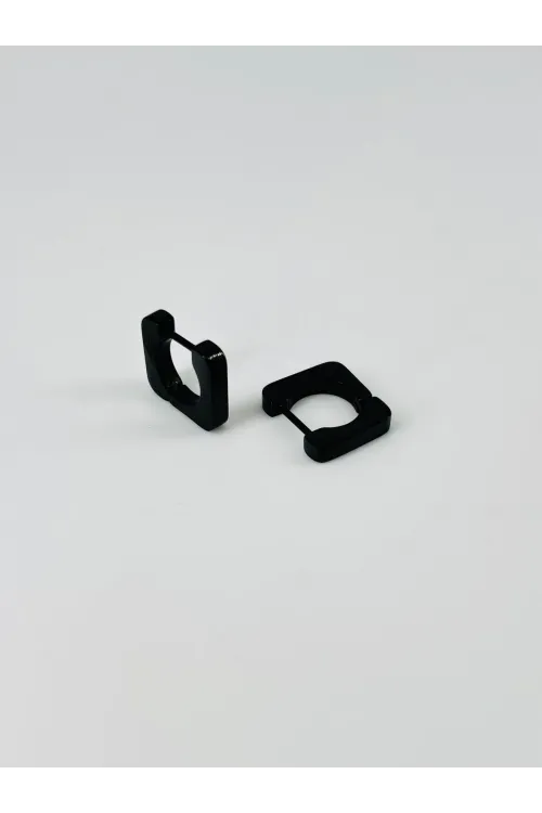 Siyah  Çelik Erkek Küpe Çap (9 Mm) Kalınlık (3 Mm) - Ekp0014