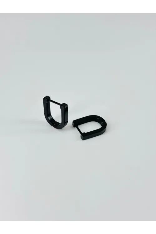 Siyah Çelik Erkek Küpe Çap (9 Mm) Kalınlık (3 Mm) - Ekp0016