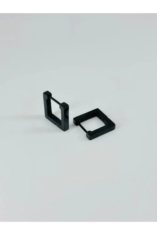 Siyah  Çelik Erkek Küpe Çap (9 Mm) Kalınlık (3 Mm) - Ekp0024
