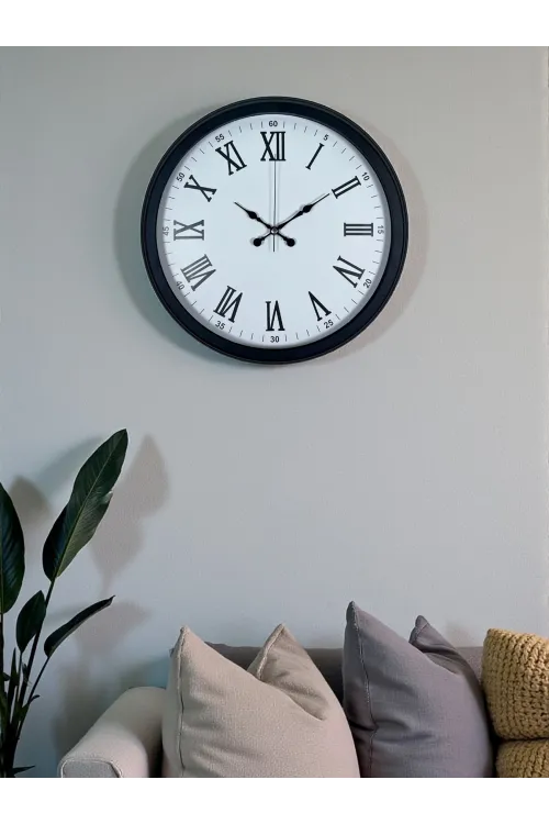 Siyah Klasik & Şık 40 Cm Metal Duvar Saati