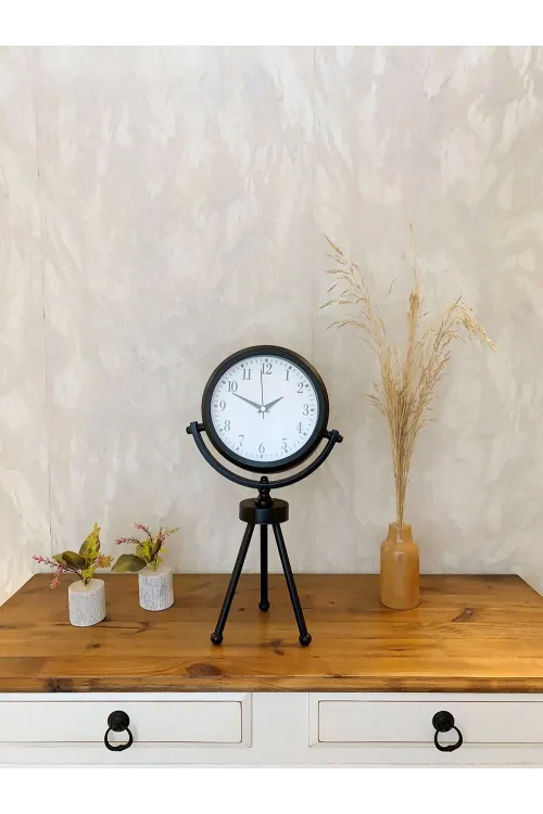 Siyah Metal Mini Tripod Masa Saati 45×26 cm