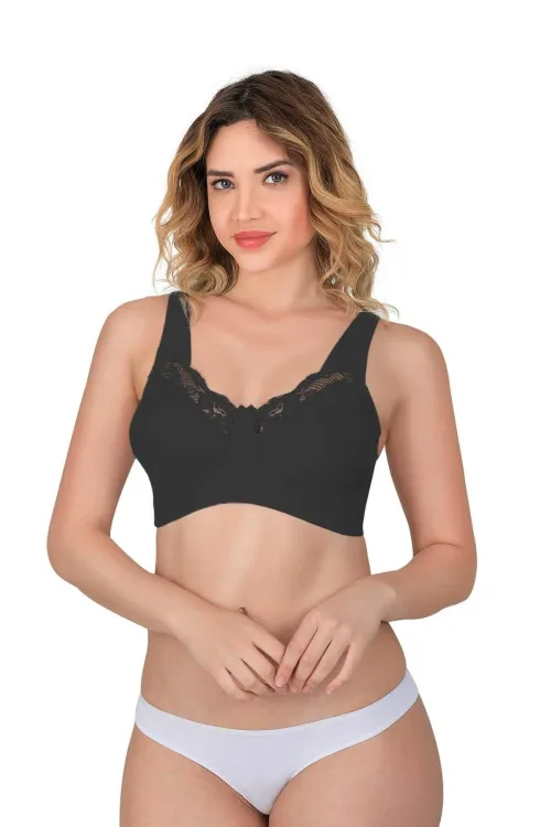 ieg™ SİYAH MI  181 B Dantelli Toparlayıcı Cotton Sütyen