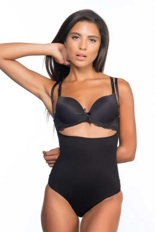 ieg™ SİYAH MI  2073 Göğüsü Açık Desenli Body Korse