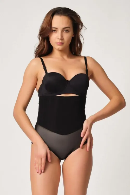 ieg™ SİYAH MI  2945 Tül Karyokalı Slip Lazer Korse
