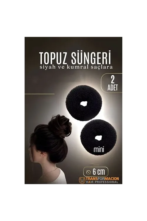 SİYAH Mini Saç Topuz Süngeri  2 ADET 6 CM Çap 2.5 cm Kalınlık 721884