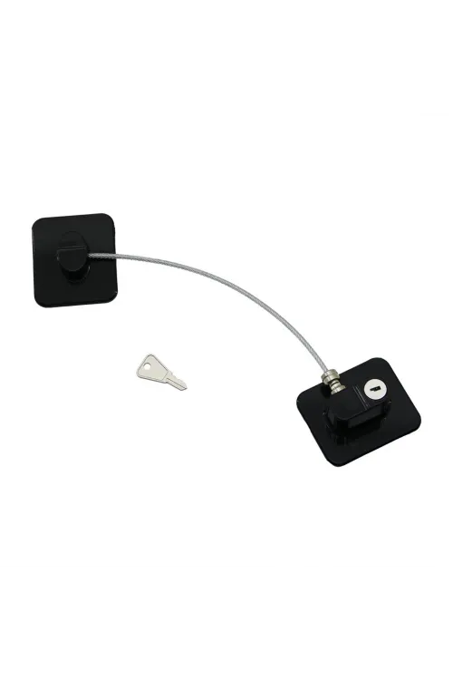 Siyah Plaka   Halatlı  Emniyet Kilit  5x6cm Yapışkanlı Montaj=2pcs Plaka   Halat=18.8cm