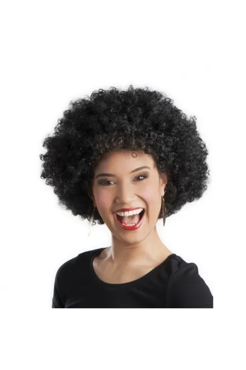 Siyah Renk Kıvırcık Afro Bonus Peruk Parti Peruğu