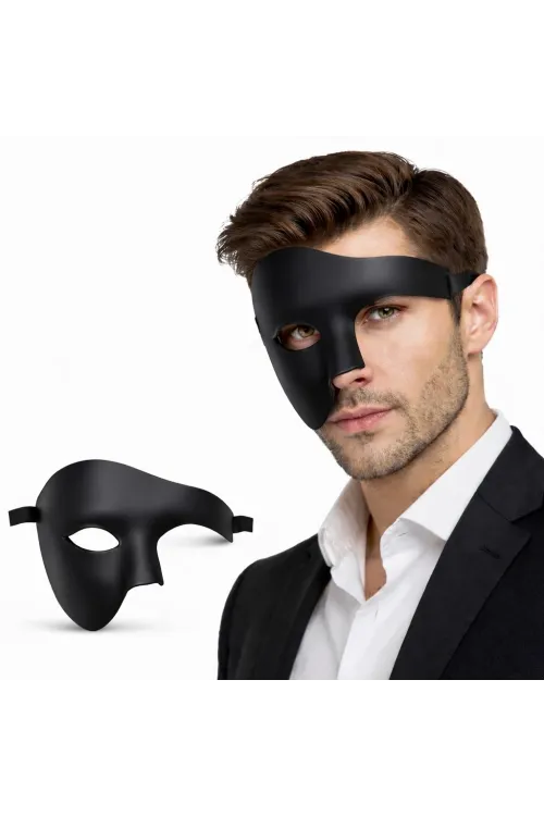 Siyah Yarım Erkek Maske – Phantom Parti  Balo Maskesi