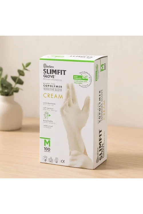 Slimfit Pudrasız Muayene Eldiven M Krem 100lü
