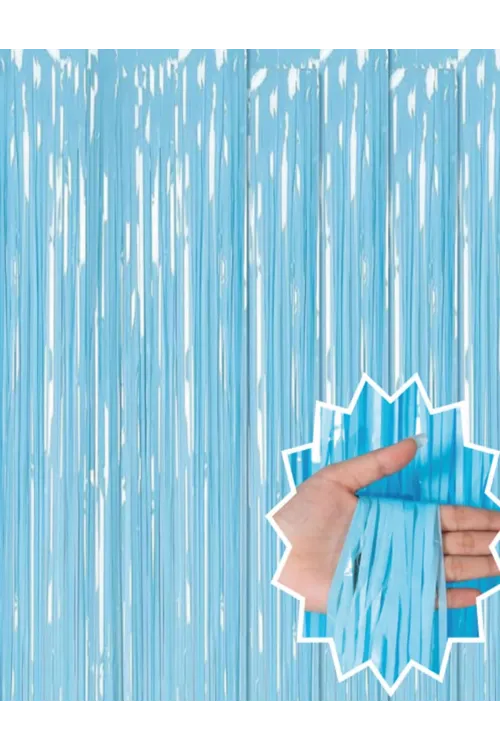 Soft Mavi Püsküllü Kapı Perdesi - Parti, Baby Shower, Sünnet Süsü, Cinsiyet Partisi 1x2 M